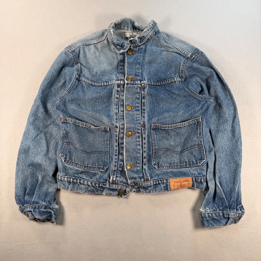 Vintage Fiorucci Off Shore Equipment Denim Jacket Blue Made In Italy Small